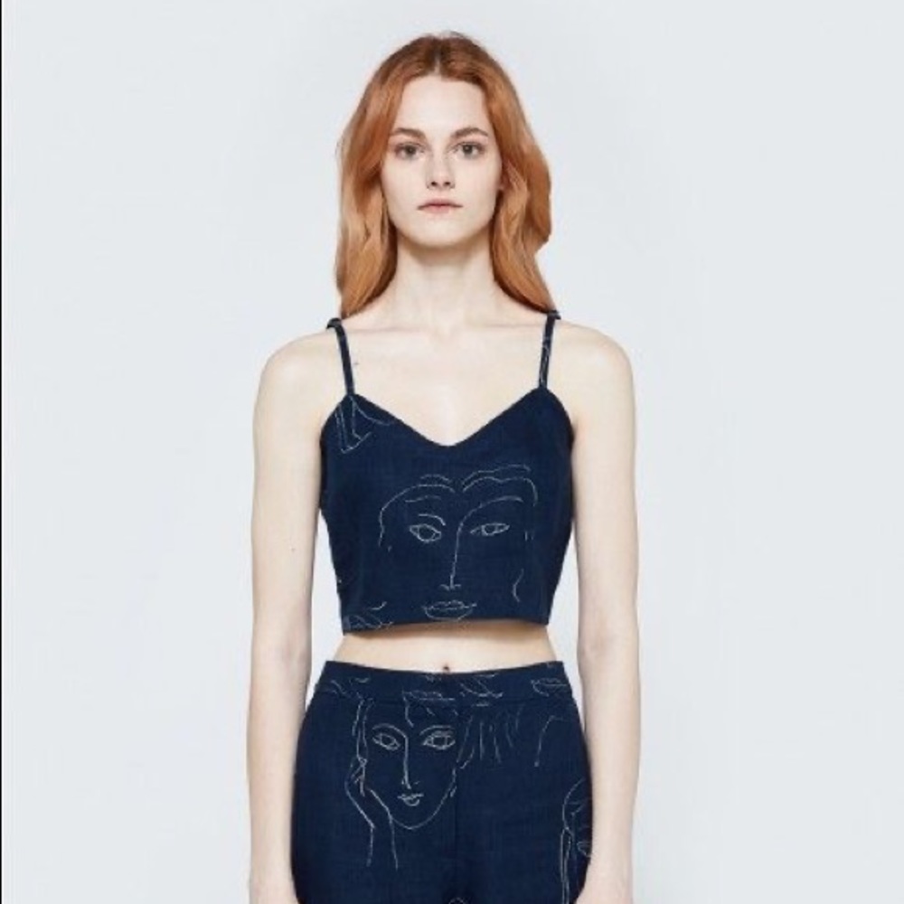paloma wool “palma” crop top, navy